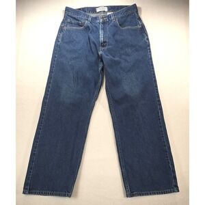 Levi Strauss Signature Mens‎ Loose Straight Jeans Blue Denim 34x30 Medium Wash